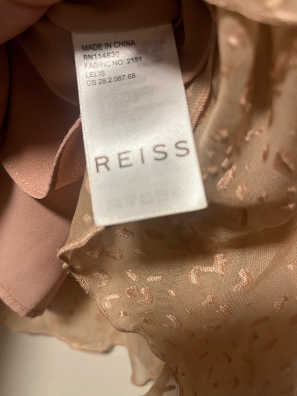 REISS Animal Print Lelis Burn-Out Pattern Tiered Mini Skirt, Light Pink, Size 2 - Picture 10 of 11